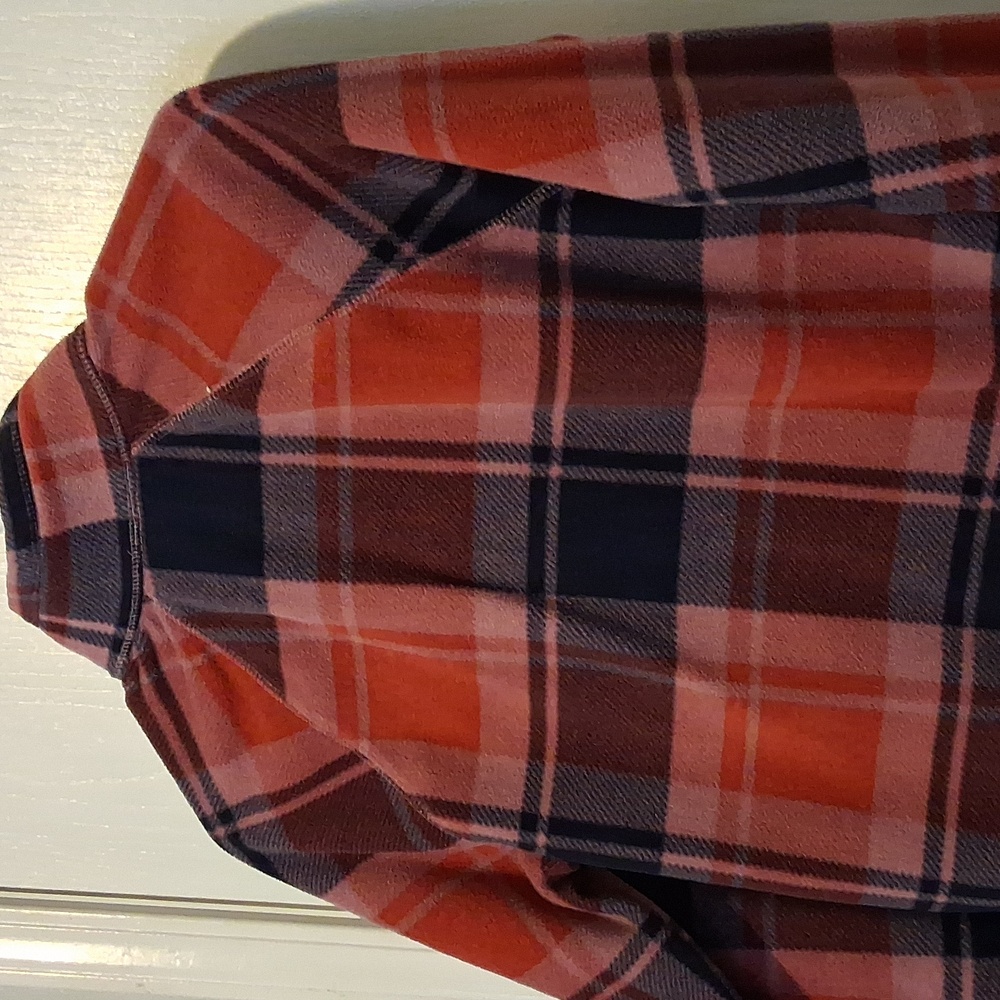 Eddie Bauer Womens Quarter Zip Fleece Black Rust Mauve Plaid Pullover Sz S - Picture 3 of 7